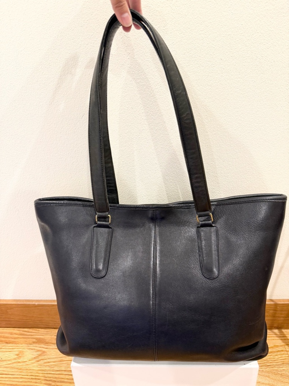 Coach Vintage 90s black leather tote bag Made In USA NYC- Rare
